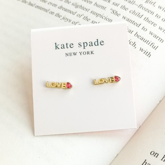 NEW KATE SPADE Love You Mom Gold Mini Stud Earrings AUTHENTIC